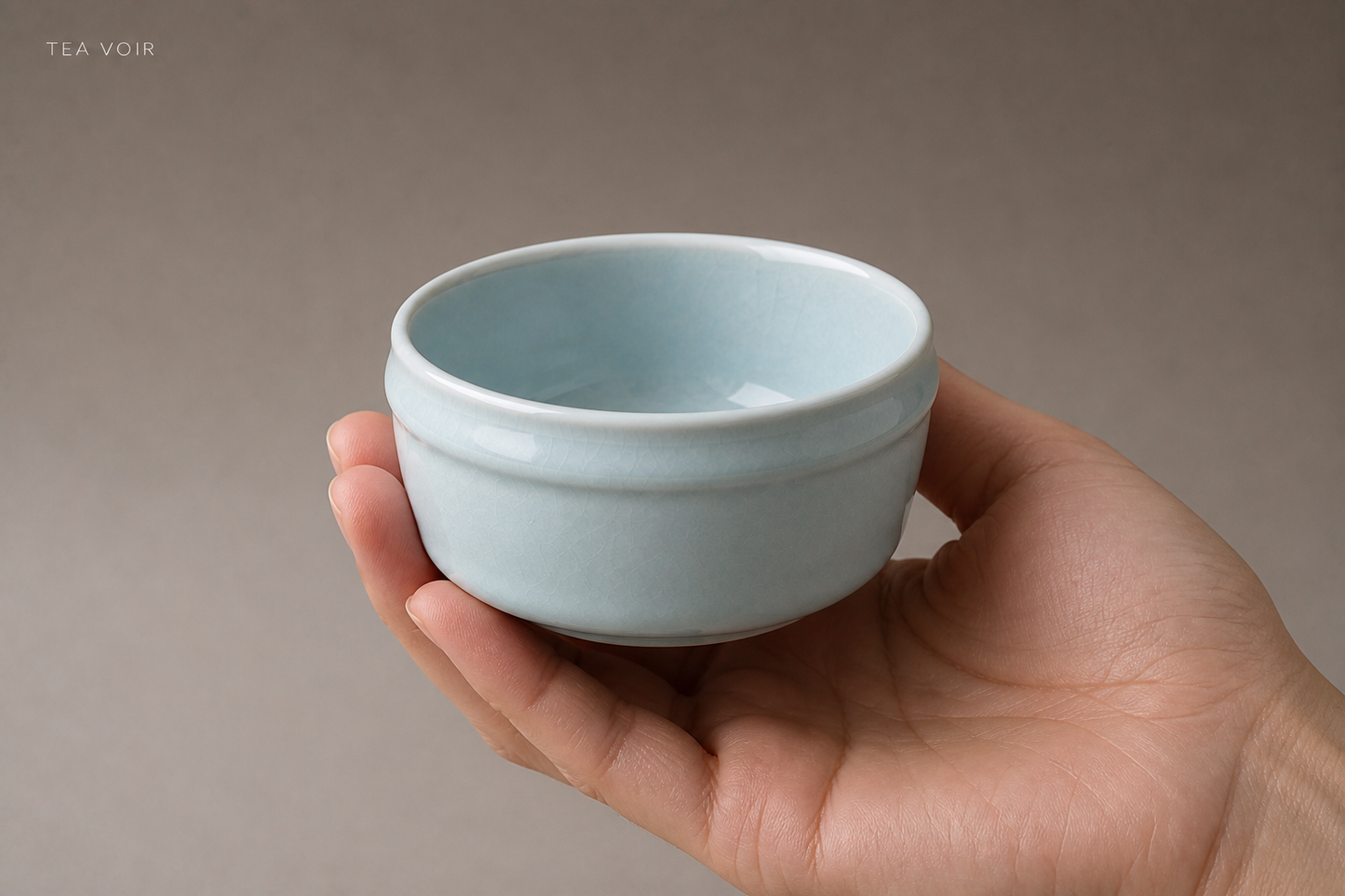 TEA VOIR Pale Celadon Banded Ceramic Bowl