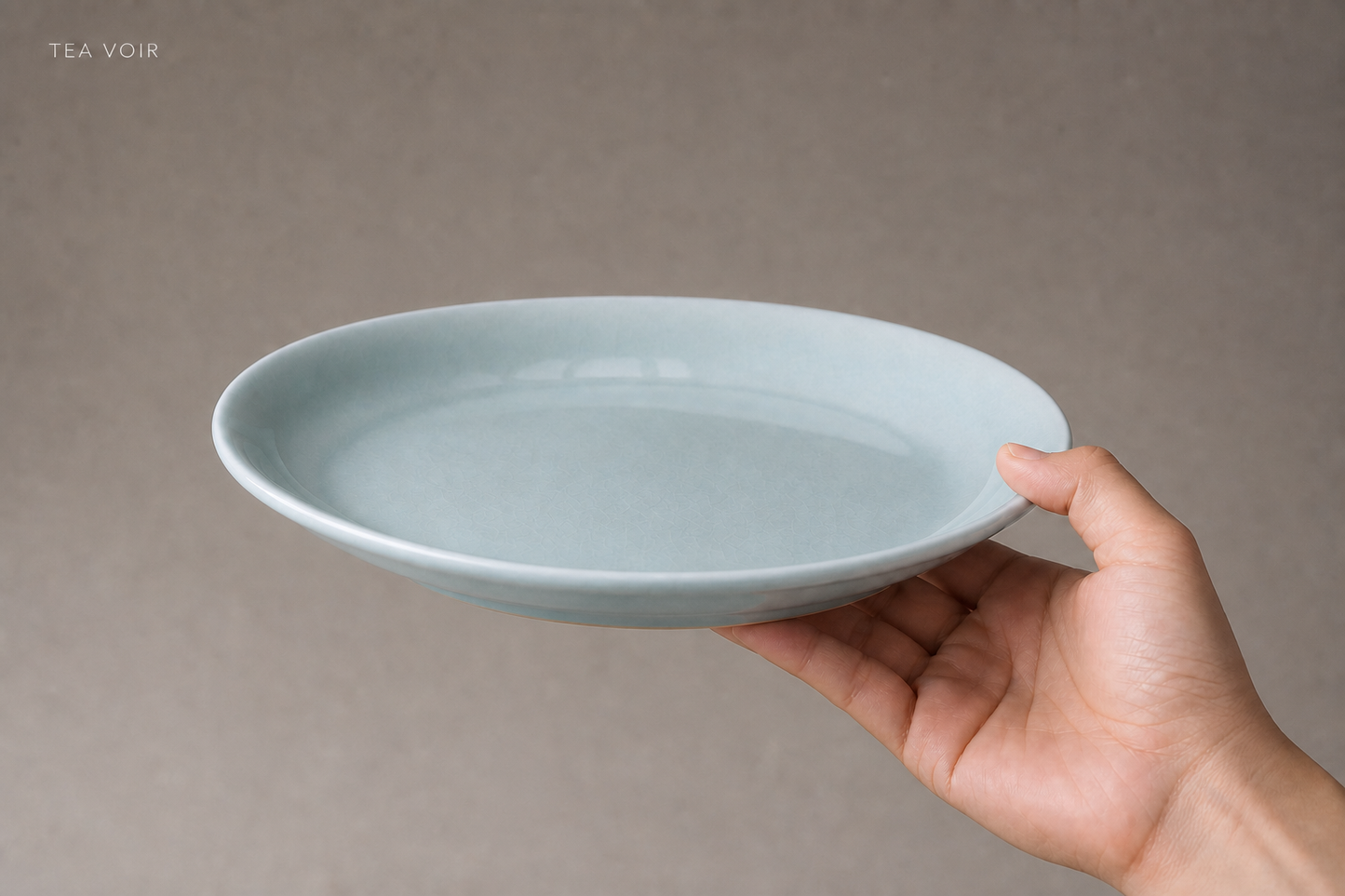 TEA VOIR Sky Blue Glazed Ceramic Coupe Plate | Shallow Serving Plate