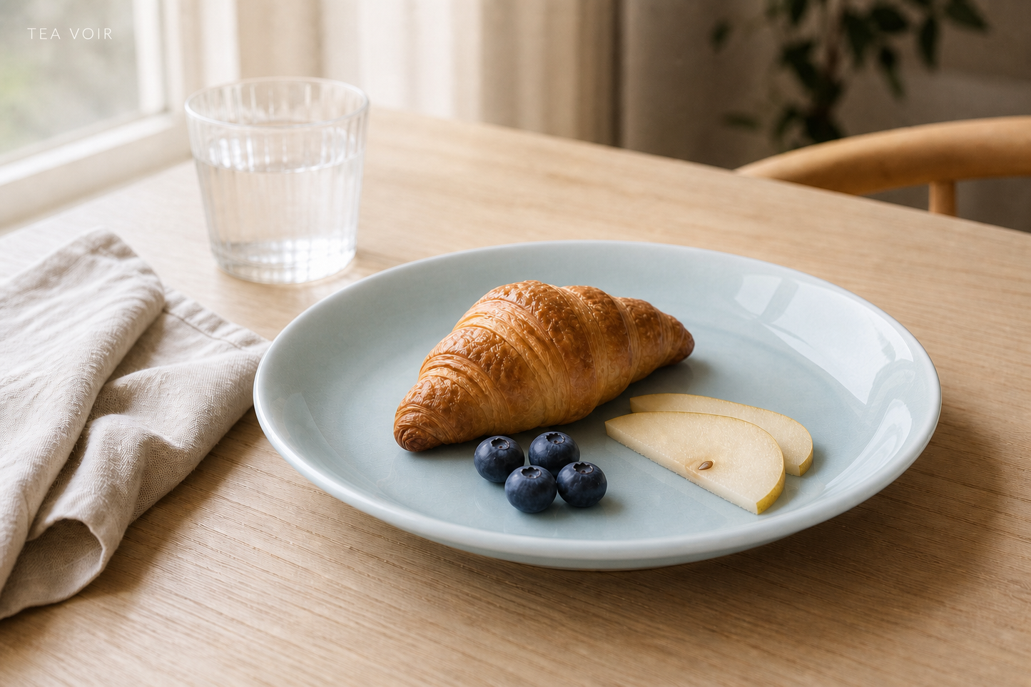 TEA VOIR Sky Blue Glazed Ceramic Coupe Plate | Shallow Serving Plate